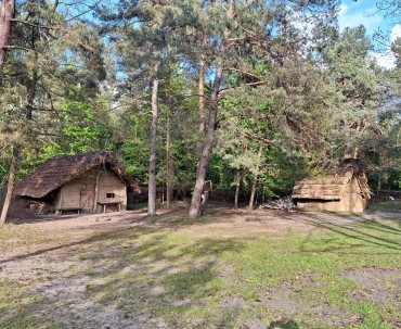 Skansen Krzemionki Opatowskie - zabudowania drewniane wioski neolitycznej na terenie otwartym.