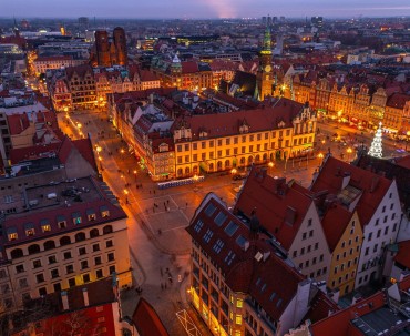 Wrocław wieczorem - widok na rynek główny