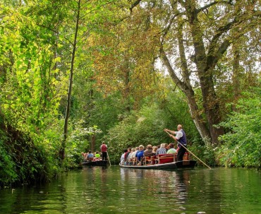 Rejs łódkami podczas wycieczki po niemieckiej Wenecji w Spreewald