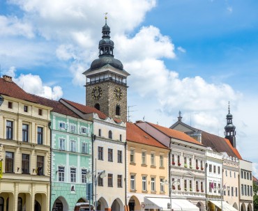 Kamienice przy rynku w Czeskich Budziejovicach