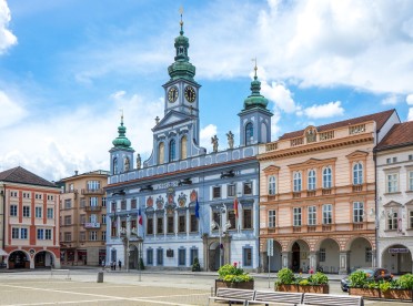 Rynek w Czeskich Budziějovicach - stolicy regionu Czech Południowych
