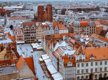 Widok na stare miasto we Wrocławiu